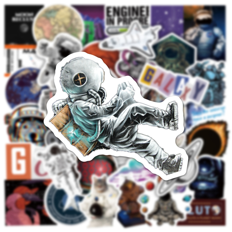 50pcs Funny NASA Astronaut Stickers whimsy Outer Space Graffiti Kids Toy Skateboard car Motorcycle Bicycle Sticker Decals Wholesale