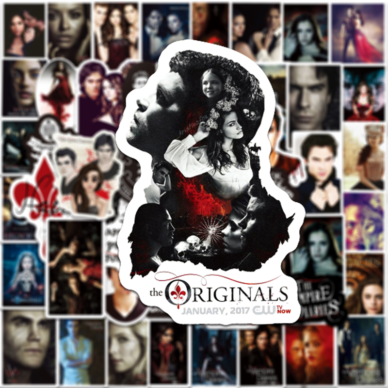 50pcs The Vampire Diaries Stickers Classic American TV Series Graffiti Kids Toy Skateboard car Motorcycle Bicycle Sticker Decals Wholesale