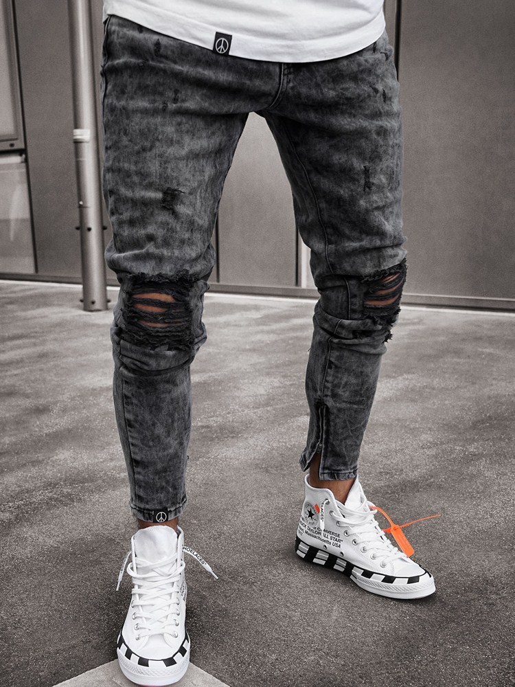 Mens Jeans Men Stretchy Ripped Skinny Biker Embroidery Print Jeans Destroyed Hole Taped Slim Fit Denim Scratched High Quality Jean 220929wtt
