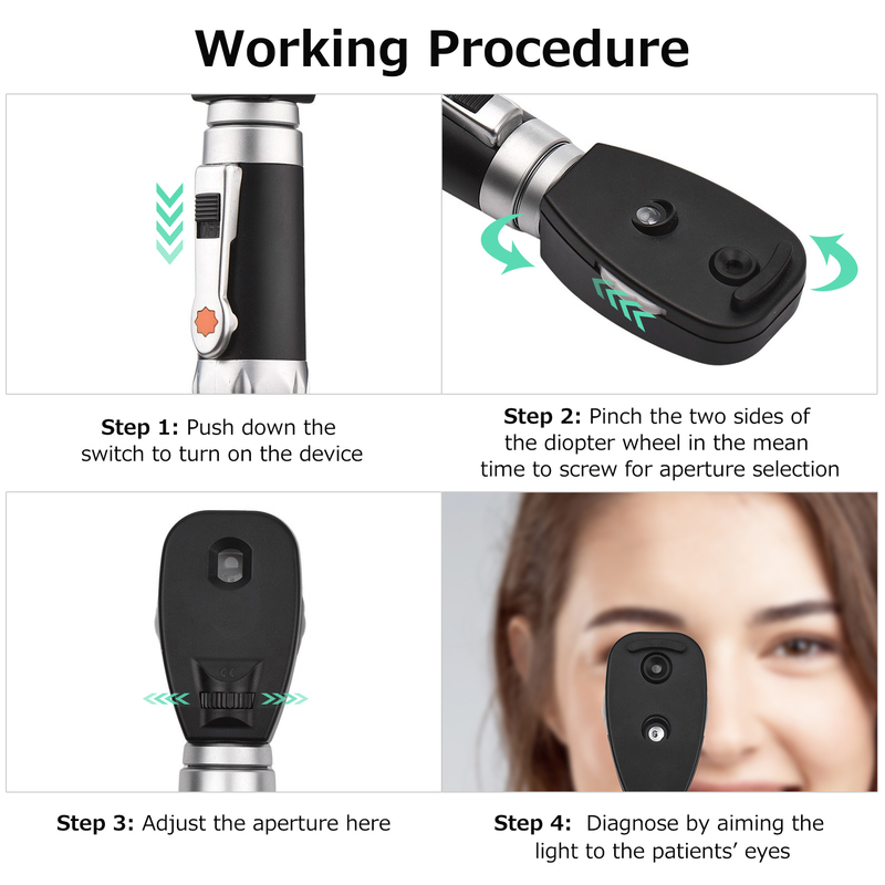 Portable Direct Ophthalmoscope 5 Different Apertures Professional Handheld Ophthalmoscope Eyes Ophthalmic Diagnostic Supplies 220801