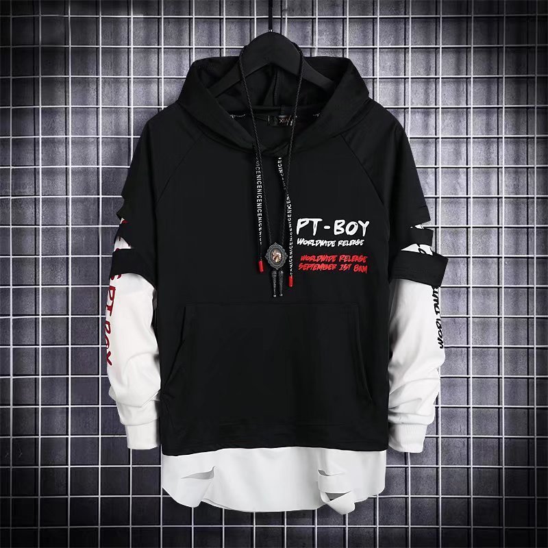 Men's Hoodies Sweatshirts Autumn Hoodie Sweatshirt Casual Black Tops Techwear Hip Hop Harajuku Patchwork Japanese Streetwear Men 3XL 220929