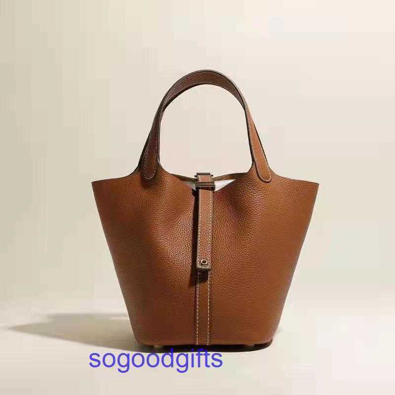 H Handbag Women's Designer Bags Genuine Leather Picotn Lock Handbags Tote Bag Lychee Pattern Fashionable Vegetable Basket Bag Pn Gh31, Flax blue
H Handbag Women's Designer Bags Genuine Leather Picotn Lock Handbags Tote Bag Lychee Pattern Fashionable Vegetable Basket Bag Pn Gh31, Flax blue