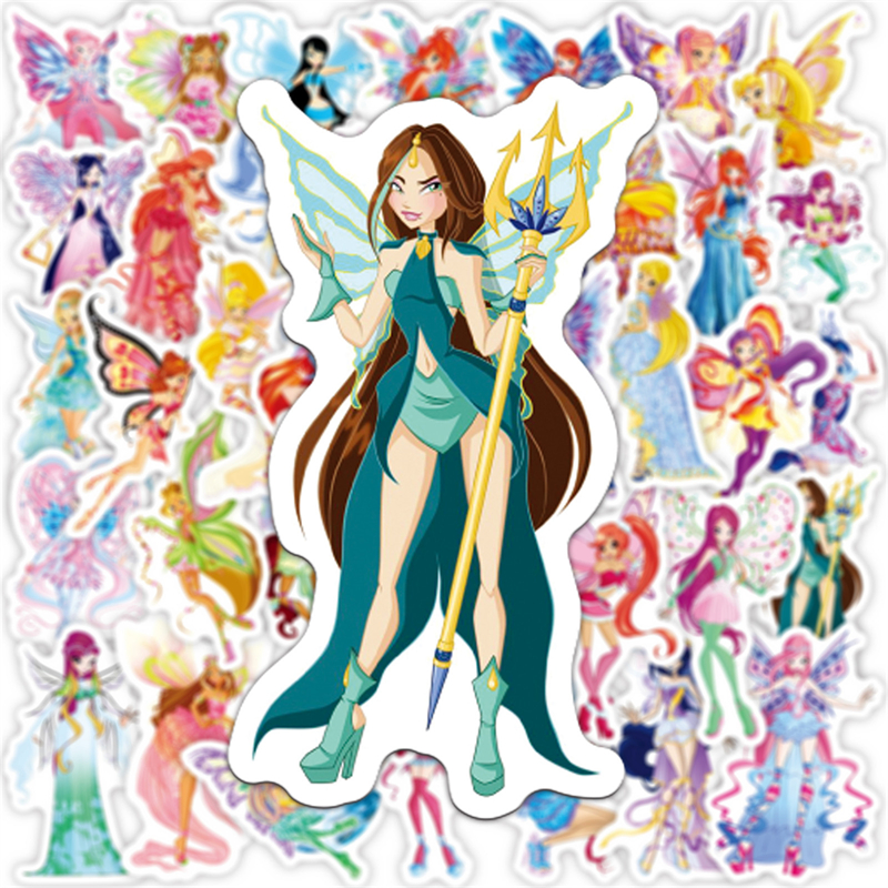 50pcs Cartoon butterfly fairy stickers Graffiti Kids Toy Skateboard car Motorcycle Bicycle Sticker Decals Wholesale