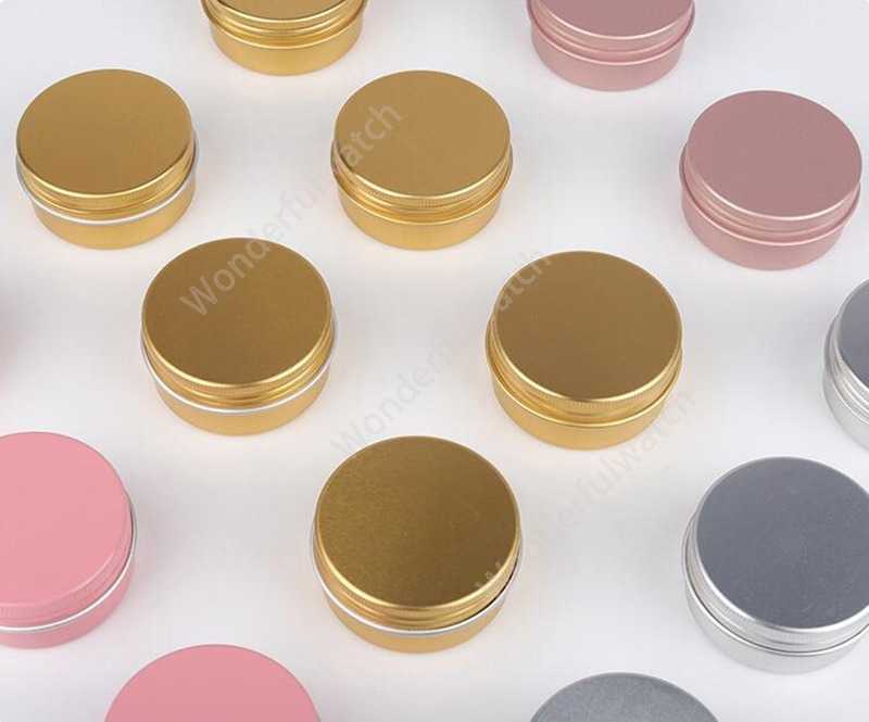 50g Metal Aluminium Bottle Tins Lip Balm Containers Empty Jars Screw Top Tin Cans White Gold Black Drop Delivery Packing Bottles 1152pcs DAW493
