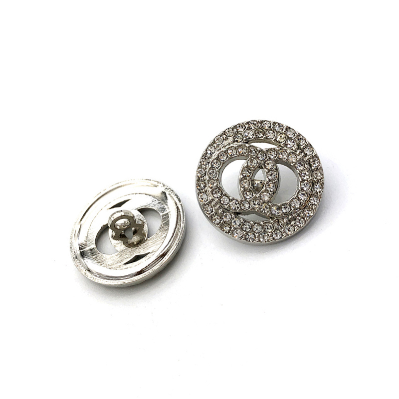 Sparkly Rhinestone Round Button for Shirt Sweater Coat Diy Clothing Sewing Buttons Silver Gold