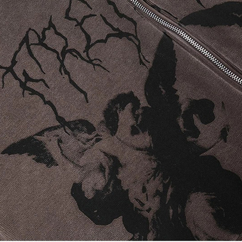 Men's Hoodies Sweatshirts Hoodie Angel Print Dark Jacket Coat Women Fashion Hip-hop Streetwear Anime Harajuku Zipper Male 220929