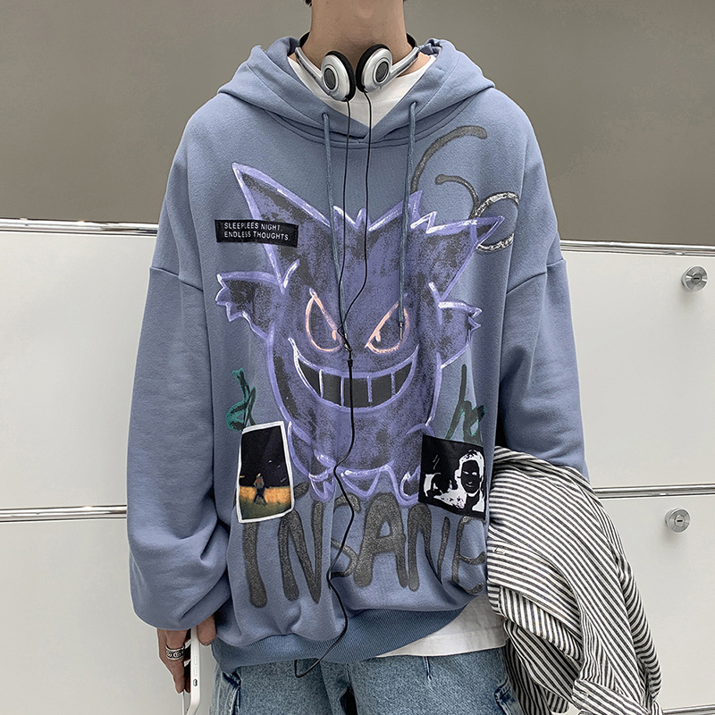 Men's Hoodies Sweatshirts Man Hip Hop Autumn Winter Casual Insane Print Tops Hooded Boy Long Sleeve Loose Pullovers Clothes Outerwears 220929