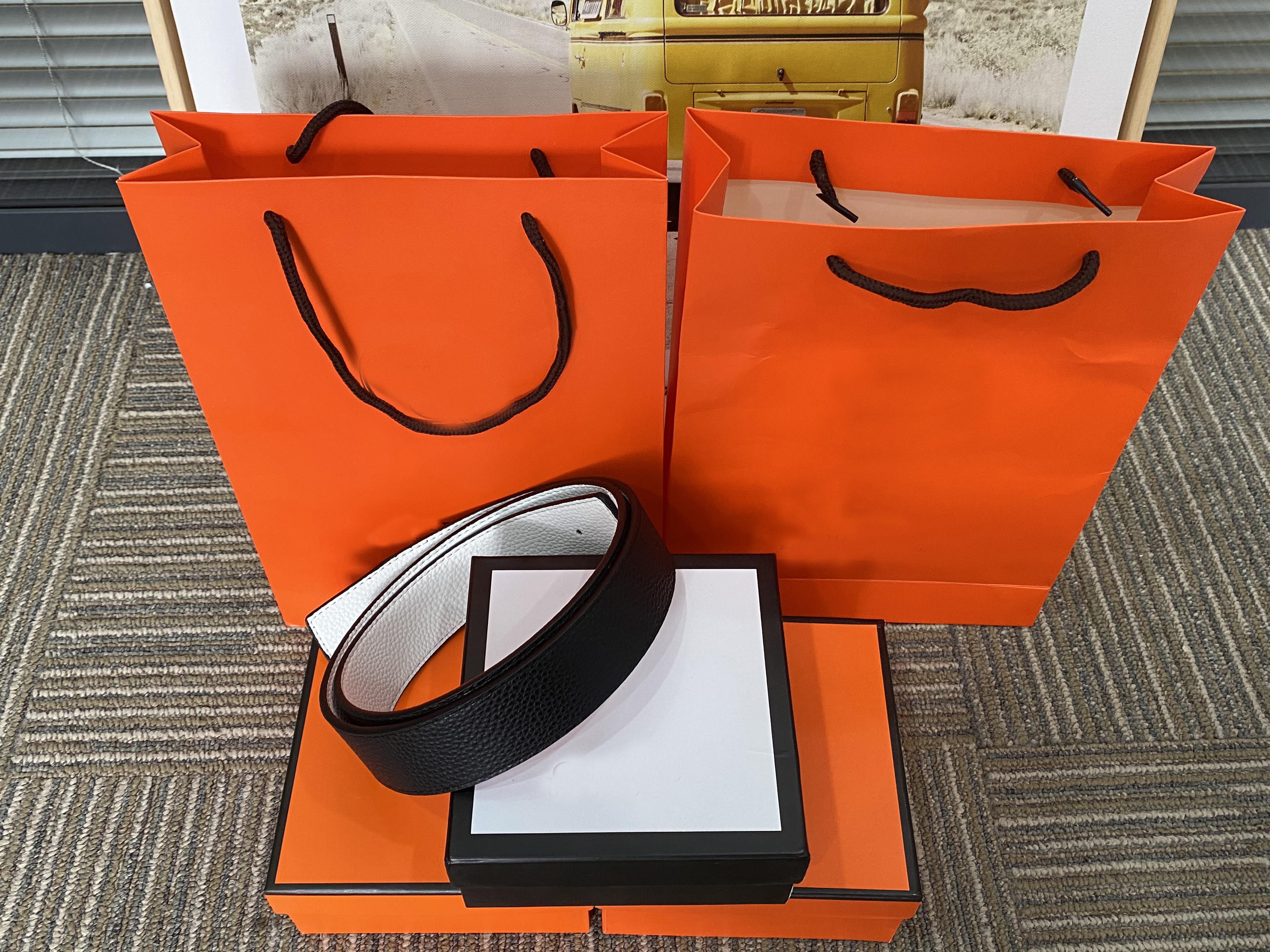 Men's belts designer Women's belt H home luxury classic belt buckle leather business man accessories with orange Box