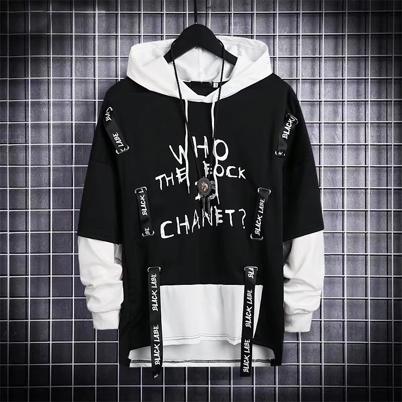 Men's Hoodies Sweatshirts Autumn Hoodie Sweatshirt Casual Black Tops Techwear Hip Hop Harajuku Patchwork Japanese Streetwear Men 3XL 220929