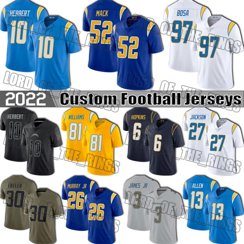 10 Justin Herbert Football Jerseys Khalil Mack Los Keenan Allen Angeles Jersey Chargers Joey Bosa Derwin James Kenneth Murray Austin Ekeler Mike Williams Everett, Man custom jersey (sd)
10 Justin Herbert Football Jerseys Khalil Mack Los Keenan Allen Angeles Jersey Chargers Joey Bosa Derwin James Kenneth Murray Austin Ekeler Mike Williams Everett, Man custom jersey (sd)