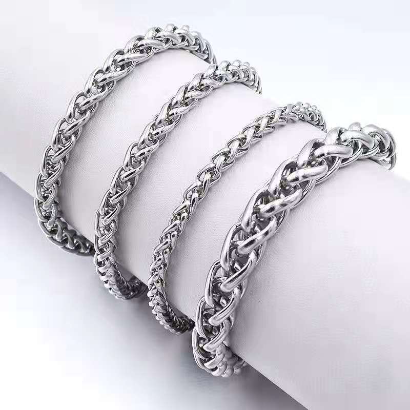 Stainless Steel Cuban Chain Bracelet for Men Women Top Quality Titanium Steel Link Hand Chain Jewelry Bracelets 4mm 5mm 6mm 8mm