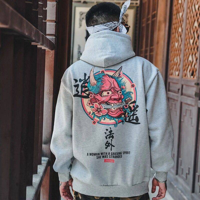 Men's Hoodies Sweatshirts Fashion Boys Cool Hip Hop Japanese Casual Streetwear Women Loose Pullover Harajuku Devil Hoodie Male 220929