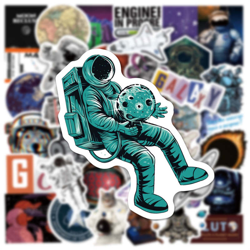 50pcs Funny NASA Astronaut Stickers whimsy Outer Space Graffiti Kids Toy Skateboard car Motorcycle Bicycle Sticker Decals Wholesale