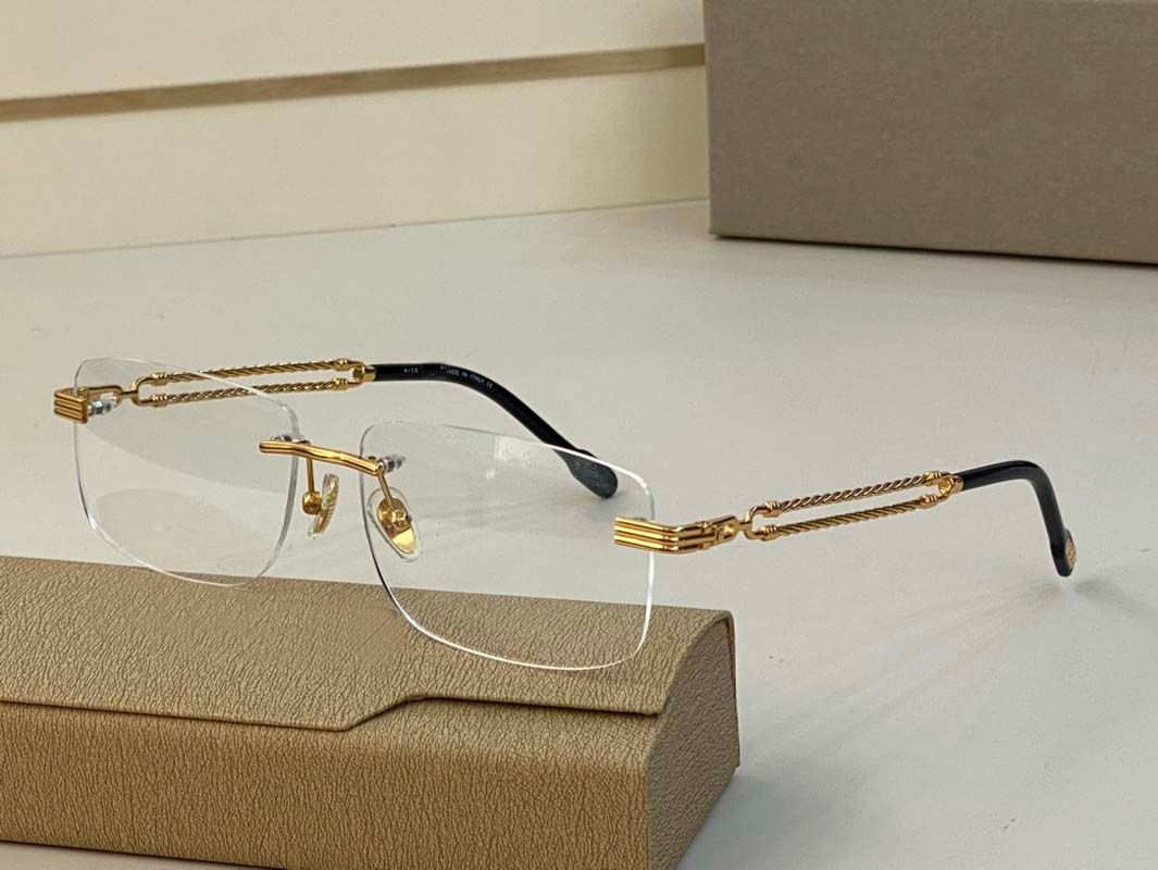 metal frame rectangle eyeglass Business Style Man Sunglasses Frames Clear glasses Frameless Gun Gold Optical Frame High end Custom Prescription lenses