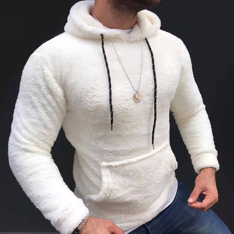 Men's Hoodies Sweatshirts Casual Solid Hooded Long Sleeve Autumn Winter Warm Pocket Loose Sweatshirt Plush Fleece Oversized Tops 220929