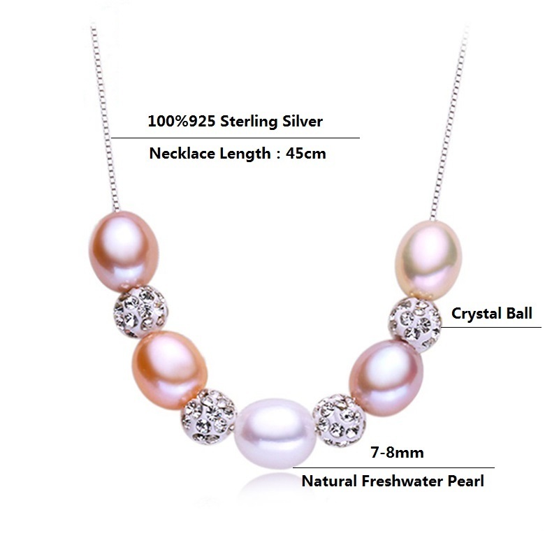 Beaded Necklaces Genuine 925 Sterling Silver Pendant Necklace Natural Freshwater Pearl Choker Necklace For Women Jewelry Fashion Gift 220929