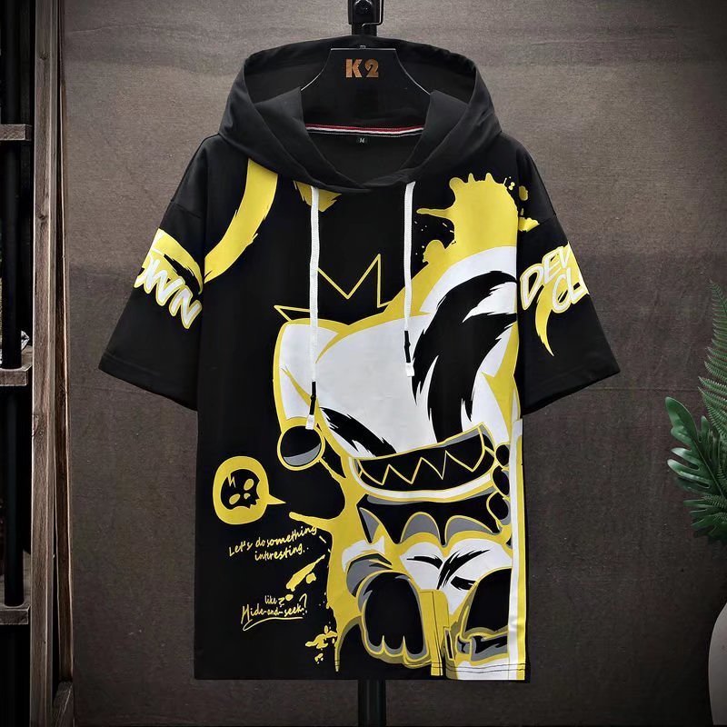 Men's Hoodies Sweatshirts Summer Japan Fashion Streetwear Short Sleeve Casual Clothed Harajuku Printing 220929