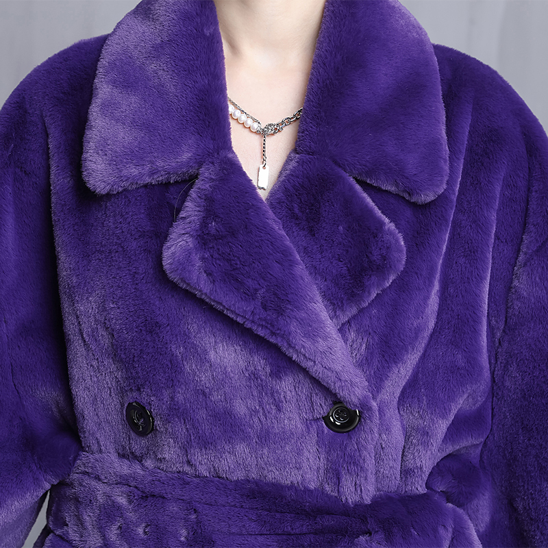 Women's Fur Faux Nerazzurri Winter Oversized Purple Warm Fluffy Soft Coat Women long Sleeve Belt Runway Loose Casual Korean Fashion 220928