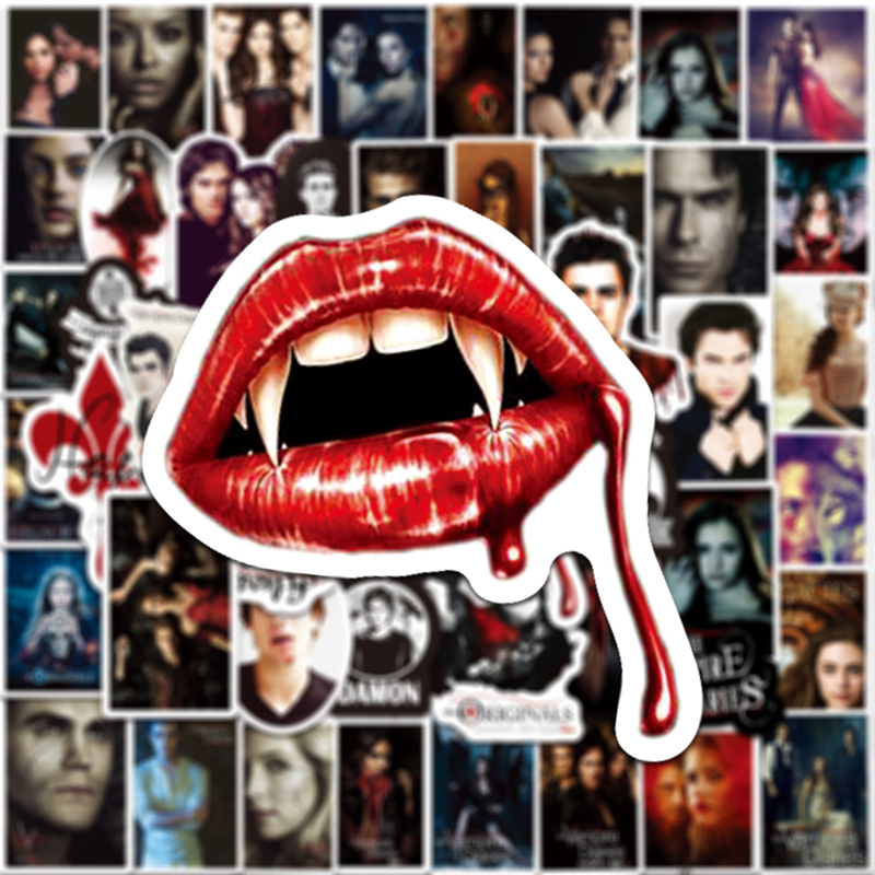 50pcs The Vampire Diaries Stickers Classic American TV Series Graffiti Kids Toy Skateboard car Motorcycle Bicycle Sticker Decals Wholesale