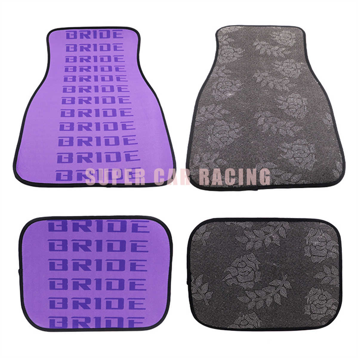 4pcs Racing Sport Car BRIDE Fabric Floor Mats Protector JDM Style Universal Waterproof Non-Slip Auto Interior Carpets 0929