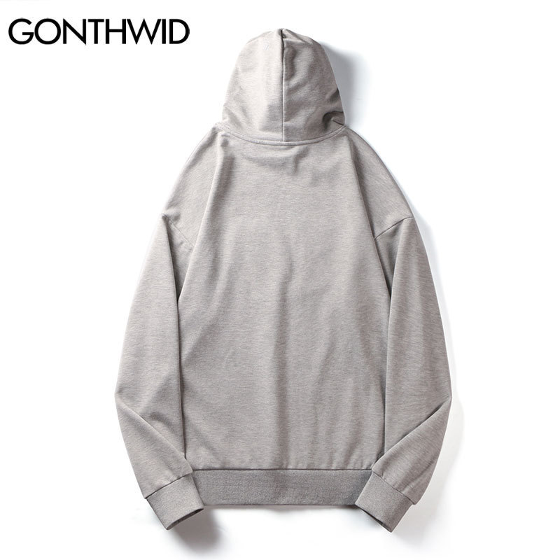 Men's Hoodies Sweatshirts GONTHWID Mens Streetwear Hoodie Hip Hop Sweatshirt Japanese Anime Cartoon Print Hooded Harajuku Cotton Pullover Black 2