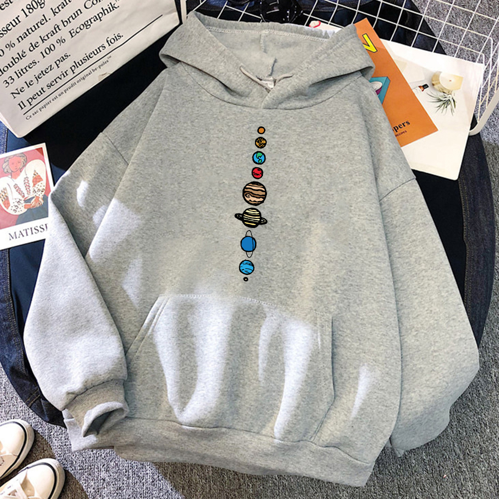 Men's Hoodies Sweatshirts Nine Planets Universe Solar System Print Men Hoodie Loose Pocket Hoody Autumn Oversize Sweatshirt Fashion Casual Pullov