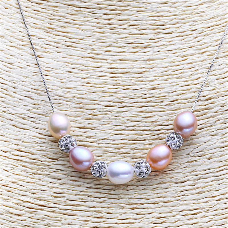 Beaded Necklaces Genuine 925 Sterling Silver Pendant Necklace Natural Freshwater Pearl Choker Necklace For Women Jewelry Fashion Gift 220929