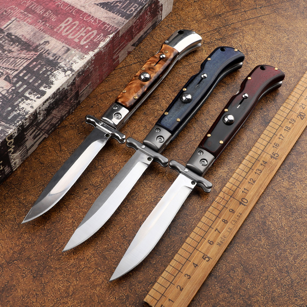 Premium Italian 9 Inch Mafia Automatic Knife Single Action 8CR13MOV Blade Acrylic Mikta Handle Outdoor Camping Collectible Tactical
Premium Italian 9 Inch Mafia Automatic Knife Single Action 8CR13MOV Blade Acrylic Mikta Handle Outdoor Camping Collectible Tactical