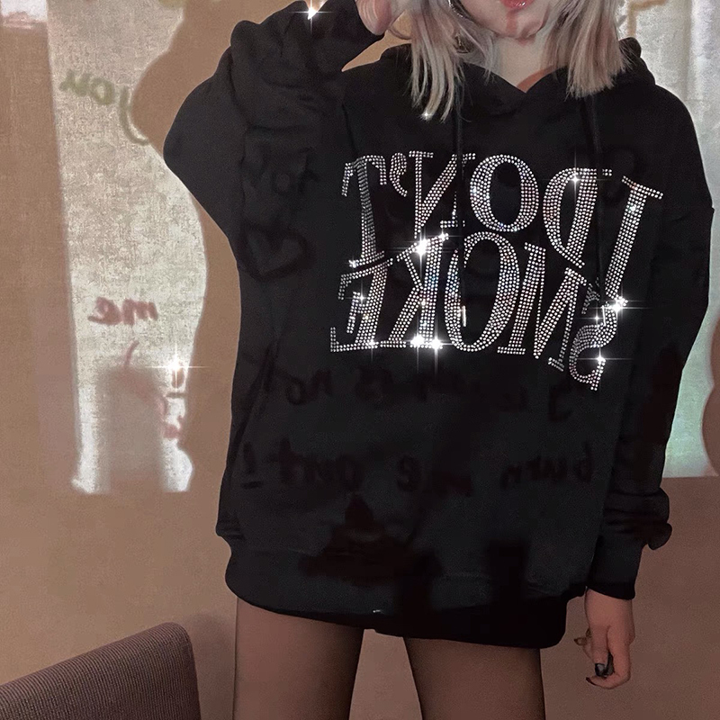 Women's Hoodies Sweatshirts Ladies Dont smoke Sweatshirt Hoodie Top Casual Loose Long Sleeves Women Pullover Sweatshirt egirl black hoodie 220928