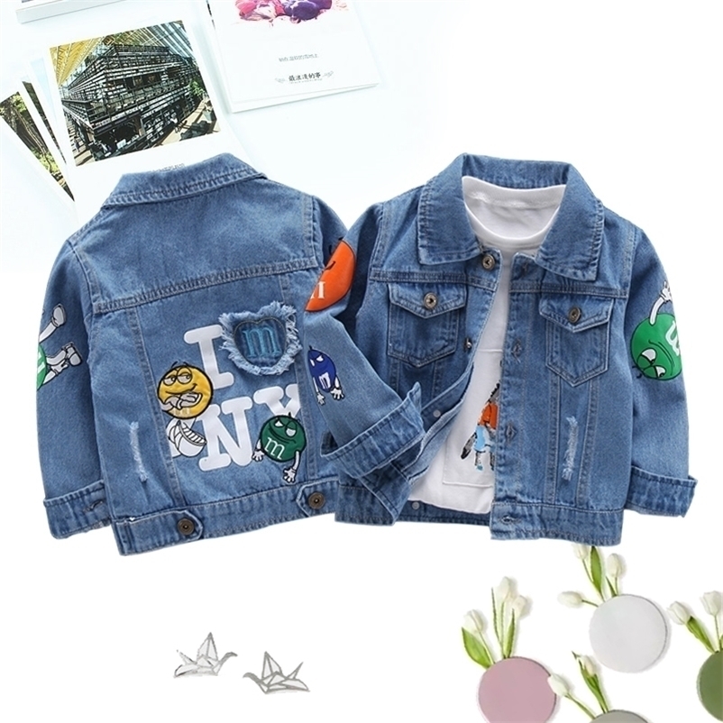 Jackets Kid Boys Jeans Coats Cartoon M Printed Denim Blue 2 3 4 5 6 7 8 Years Baby Girls Children Clothing Toddler Autumn Spring 220928