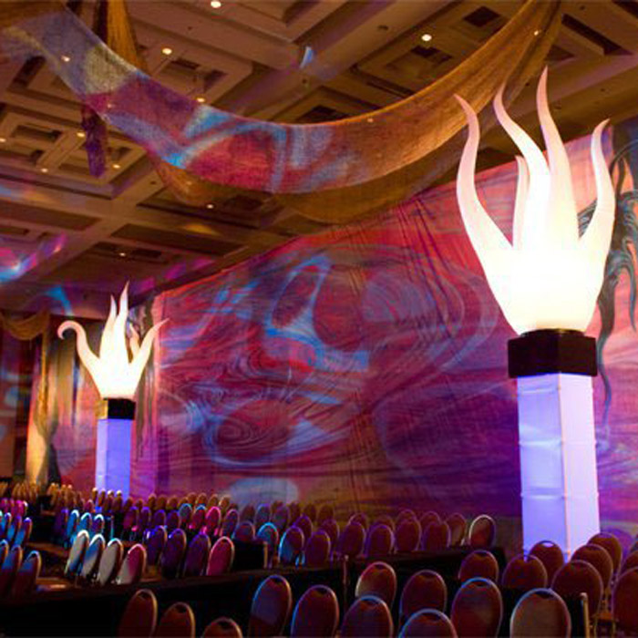 2.4mH party inflatable led lights decoration standing seaweed water plants with base blower and colorful bulbs for stage nightclub