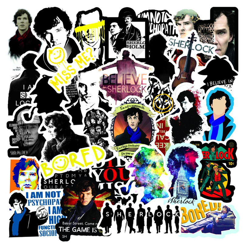 50PCS British TV Show Sherlock Holmes Stickers Graffiti Kids Toy Skateboard car Motorcycle Bicycle Sticker Decals Wholesale