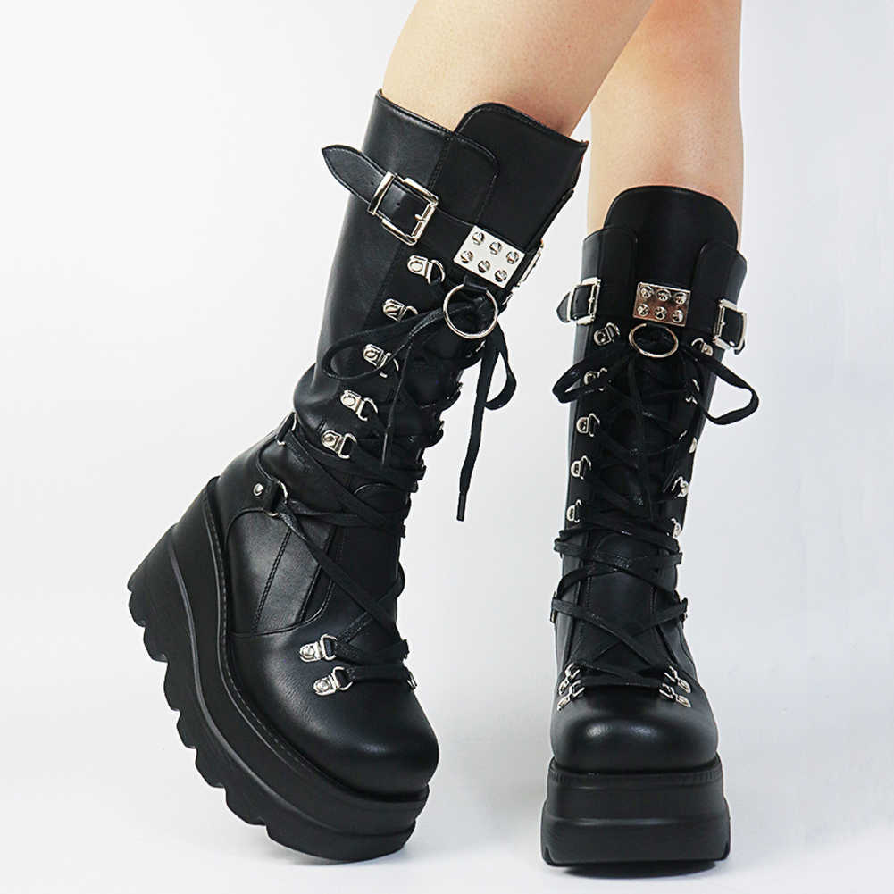 Big Size 35-43 Brand Design Ladies High Platform Boots Fashion Rivet Goth High Heels Boots Women Cosplay Wedges Punk Shoes Woman, Black style 4
Big Size 35-43 Brand Design Ladies High Platform Boots Fashion Rivet Goth High Heels Boots Women Cosplay Wedges Punk Shoes Woman, Black style 4
