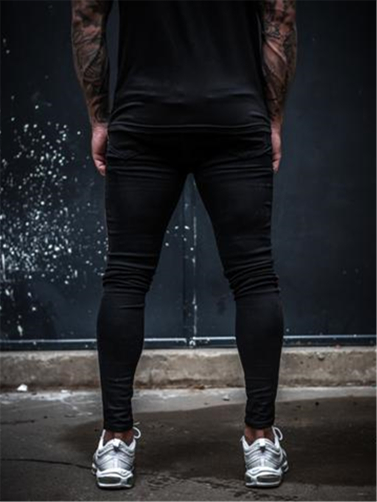 Men's Jeans Mens Side Stripe Skinny Fit Black Denim Jeans Hip Hop Streetwear Solid Color Plus Size Slim Fit Lightweight Cotton Jeans for Men 2209