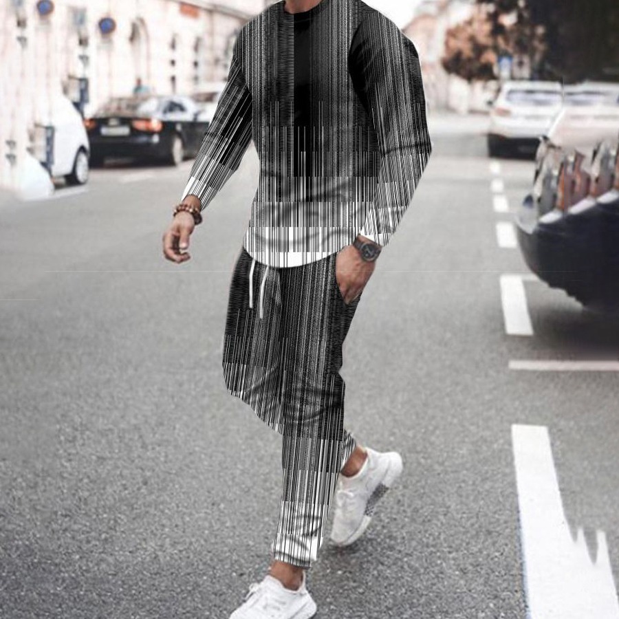 Men's Tracksuits Tracksuit Spring Autumn Clothes Outfit 2 Piece Sets Long-sleeve T-shirt Casual Outdoor Street Style Set O-neck Sportswear 220929