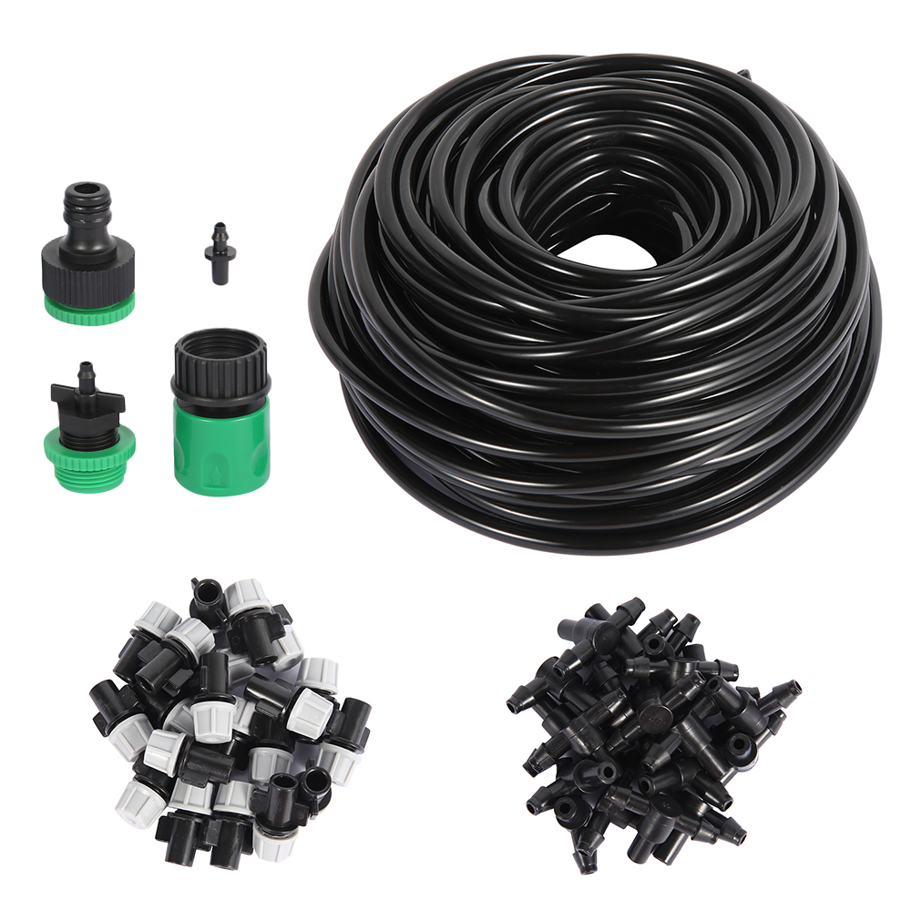 Other Faucets Showers Accs 1 Kit Fog Watering Irrigation System 20M PVC Hose Portable Misting Cooling Automatic Water Nozzle Spray Head Tee Connecter 