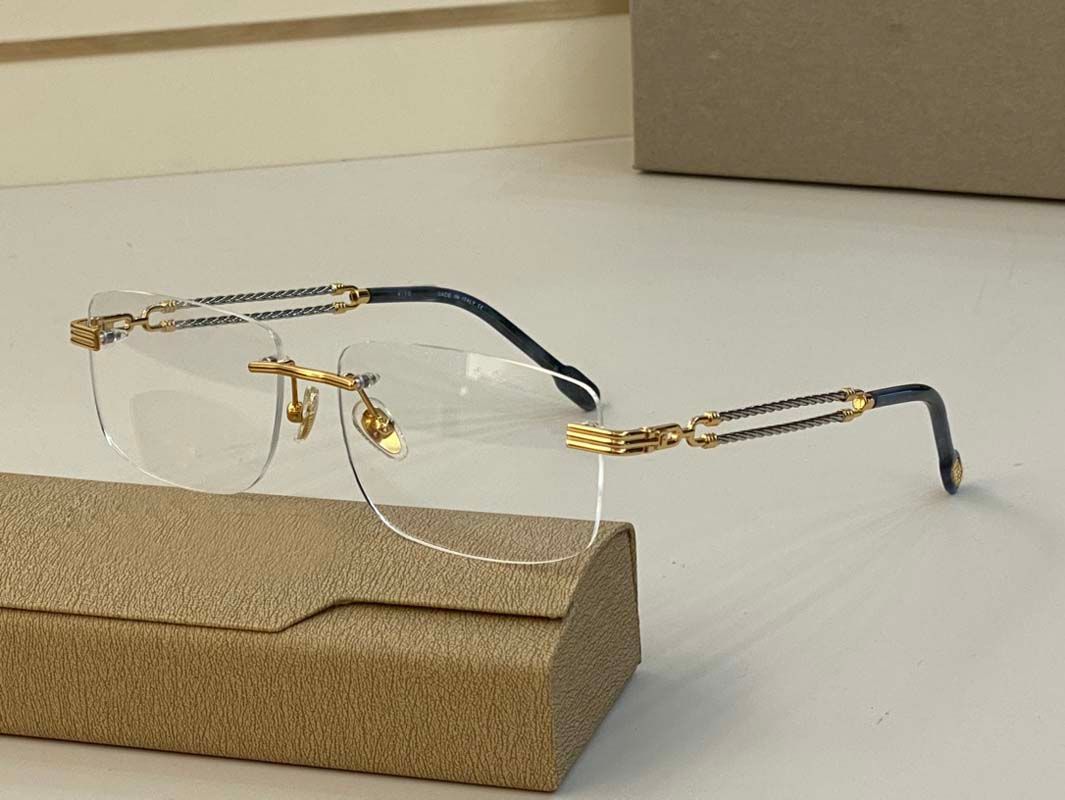 metal frame rectangle eyeglass Business Style Man Sunglasses Frames Clear glasses Frameless Gun Gold Optical Frame High end Custom Prescription lenses