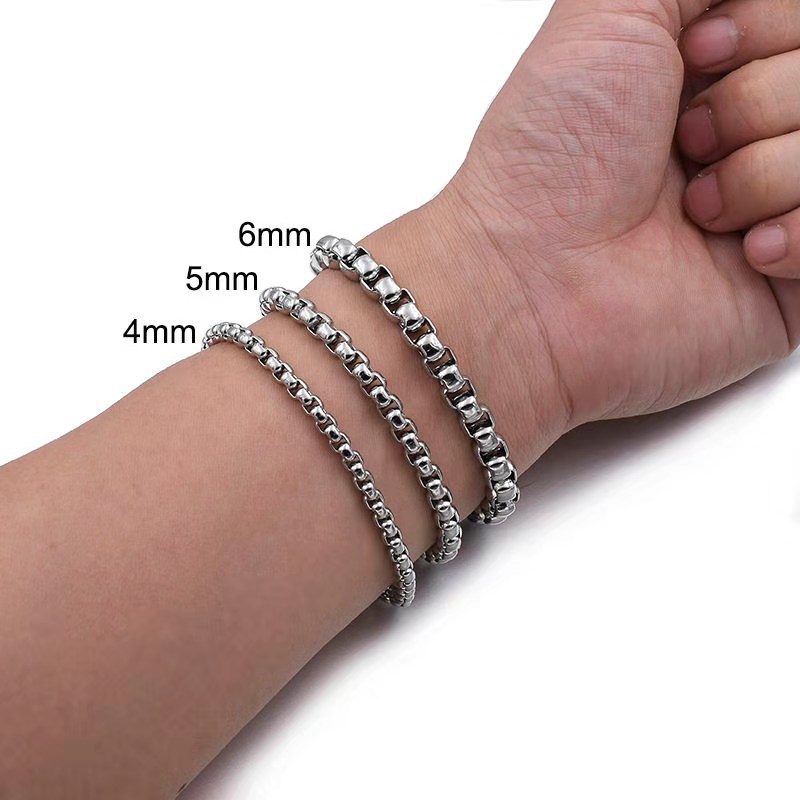 Hip Hop Stainless Steel Keel Chain Bracelet for Men Women Circle Hand Rope Chains Jewelry Gift Metal Hand Chain Accessory Wholesale Retail