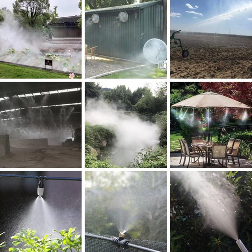 Other Faucets Showers Accs 1 Kit Fog Watering Irrigation System 20M PVC Hose Portable Misting Cooling Automatic Water Nozzle Spray Head Tee Connecter 