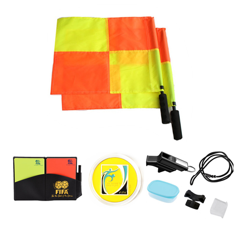Other Sporting Goods Soccer Referee Flag with Coin Whistles Red Yellow Cards Set Tool Football Kit Outdoor Survival Equipment 220929
