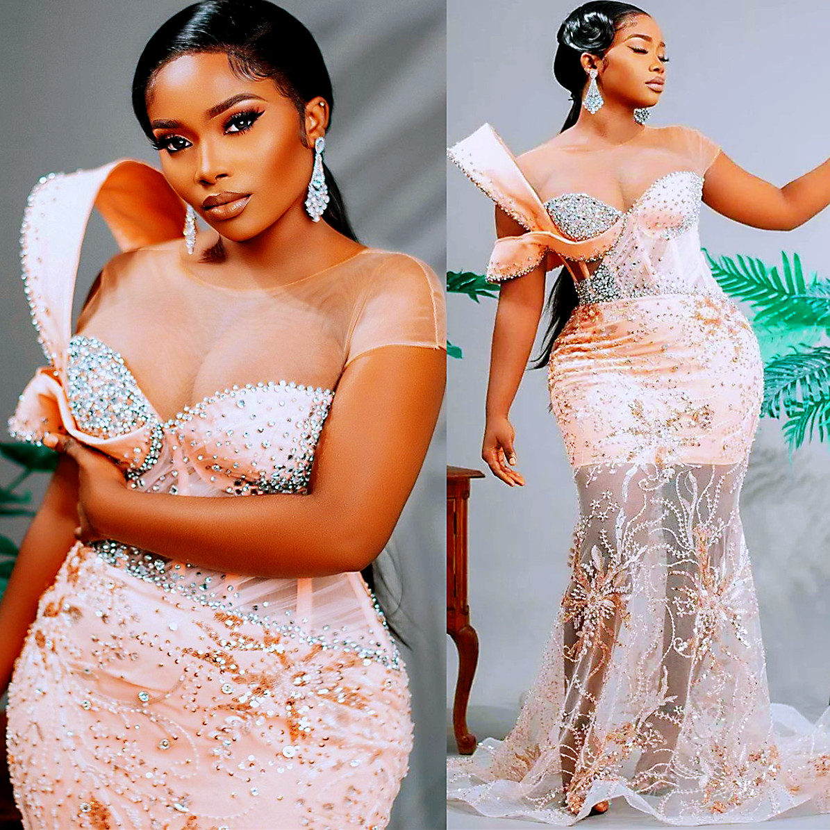 Aso 2022 Arabic Ebi Luxurious Mermaid Prom Dresses Beaded Crystals Lace Evening Formal Party Second Reception Birthday Engagement Gowns Dress ZJ780