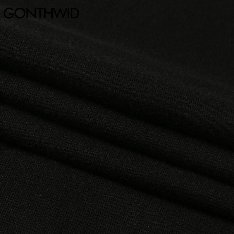 Men's Hoodies Sweatshirts GONTHWID Mens Streetwear Hoodie Hip Hop Sweatshirt Japanese Anime Cartoon Print Hooded Harajuku Cotton Pullover Black 2