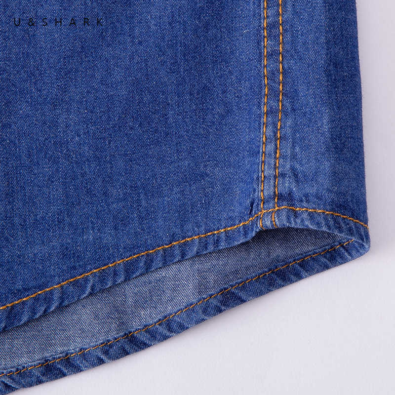 U&SHARK Blue Denim Shirt for Men Casual Cowboy Shirts Cotton Long Sleeve Vintage Shirt Male Clothing Fashion Stylish Chambray 210706