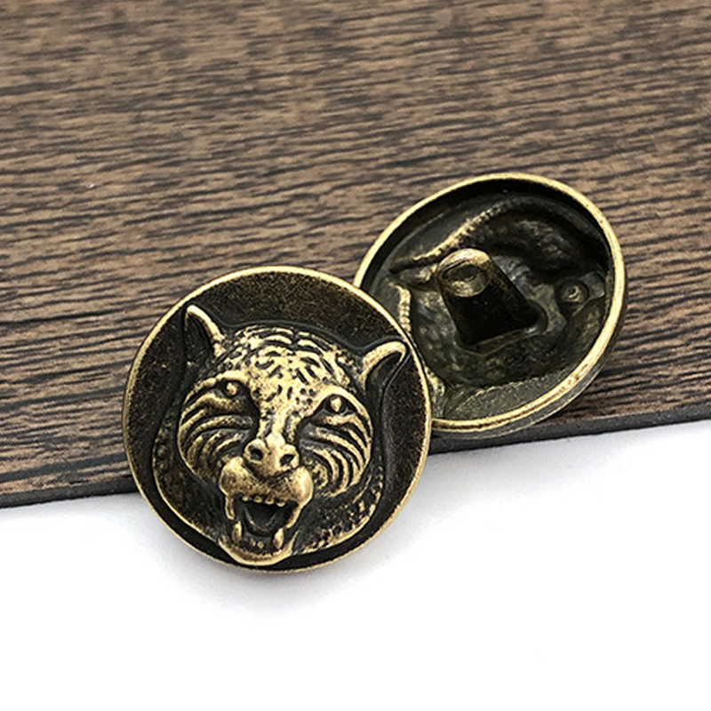 Vintage Metal Tiger Head Button Animal Tiger Diy Sewing Clothing Buttons for Coat Shirt Sweater