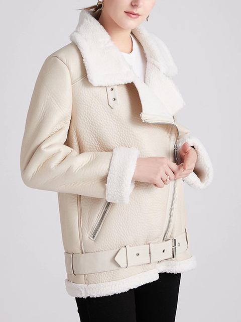 Women's Leather Faux Ailegogo Winter Coats Women Thick Fur Sheepskin Coat Female Jacket Casaco Feminino 220928