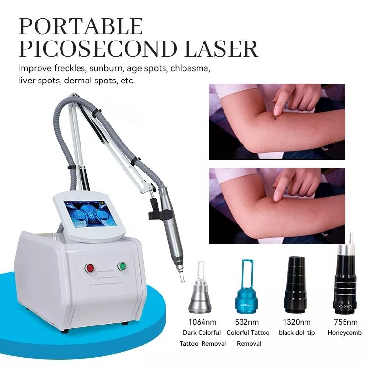 New Portable Picosecond Laser Tattoo Scar Pigment Removal Machine Nd Yag Laser Black Doll Treatment Washing Eyebrow Beauty Equipment