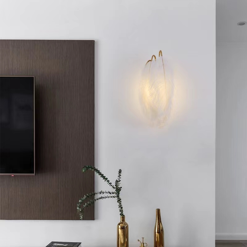 Nordic Feather Wall Lamps Simple Girl Princess Room Decor Sconces for Home Romantic Bedroom Bedside Lamp Mirror Light