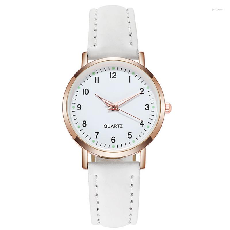 Wristwatches Women Fashion Luxury Luminous Matte Leather Strap Analog Quartz Wrist Watch, 05