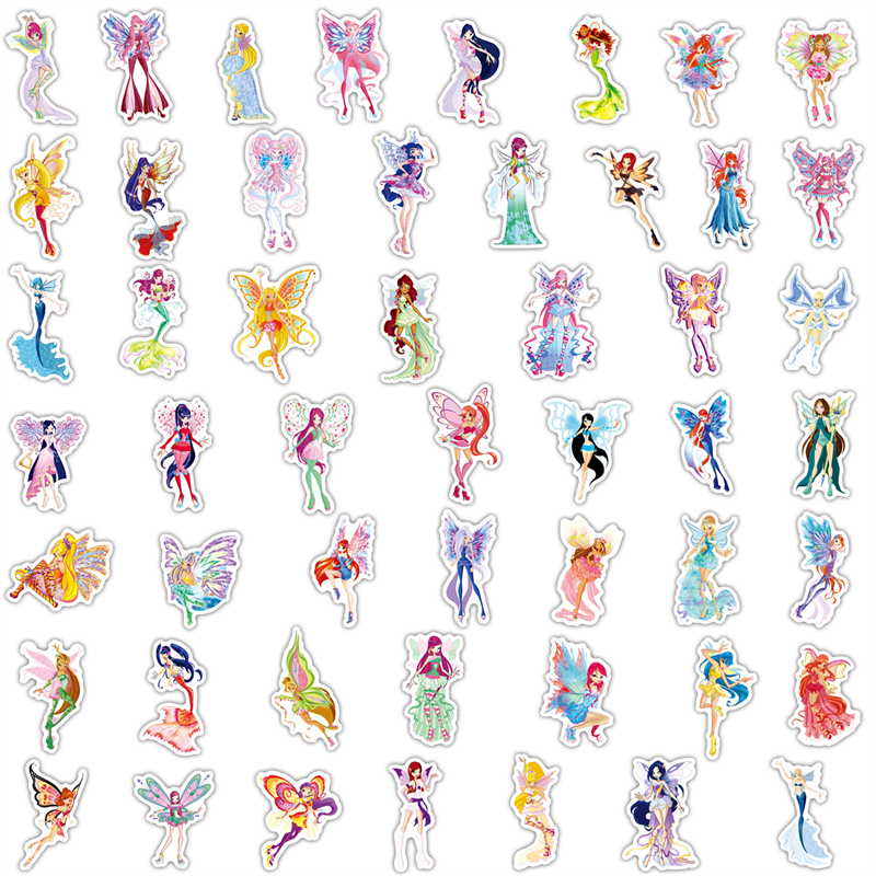 50pcs Cartoon butterfly fairy stickers Graffiti Kids Toy Skateboard car Motorcycle Bicycle Sticker Decals Wholesale