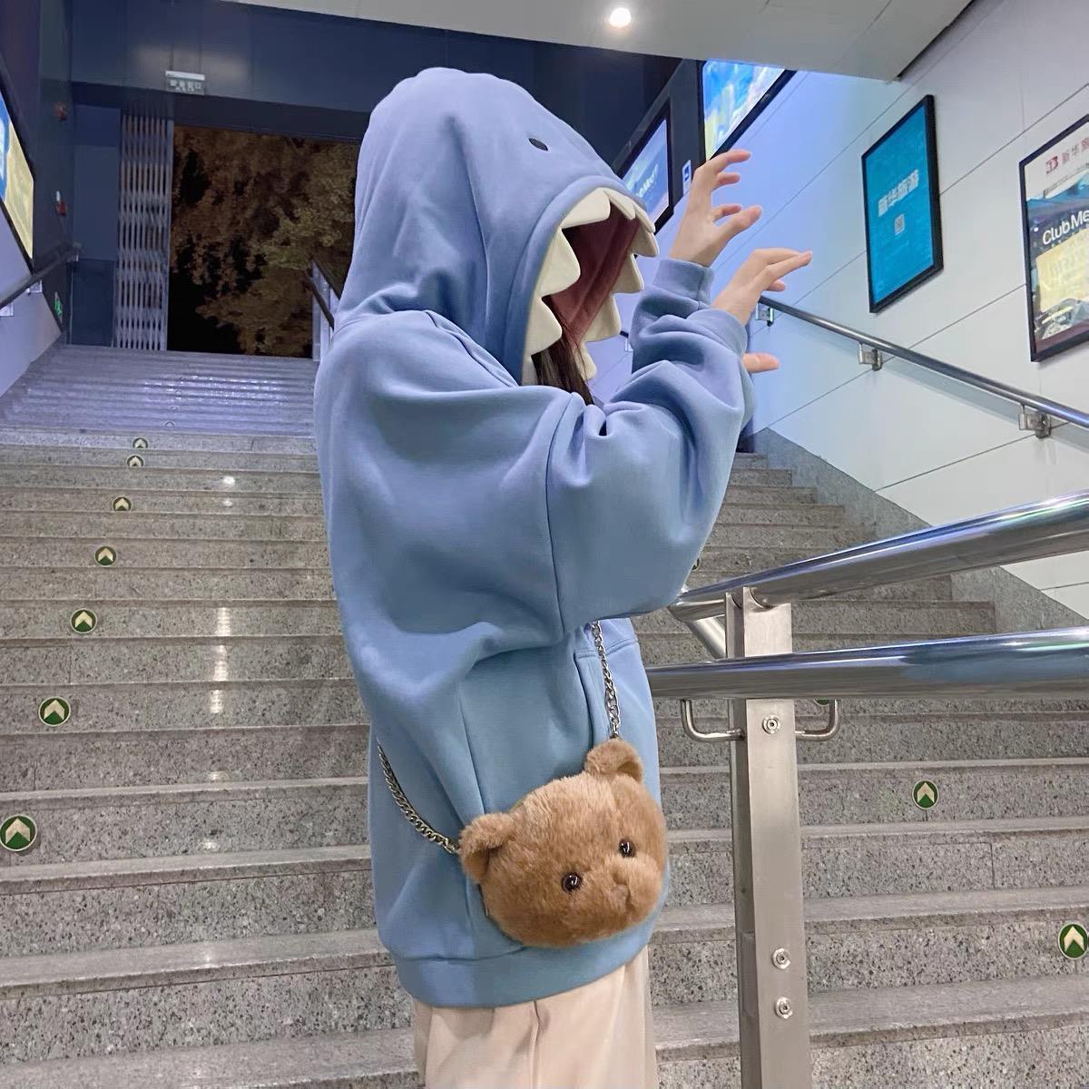 Men's Hoodies Sweatshirts Funny Shark Patchwork Man Autumn Kawaii Sweatshirt Casual Long Sleeve Pullover School Couple Clothes 220929